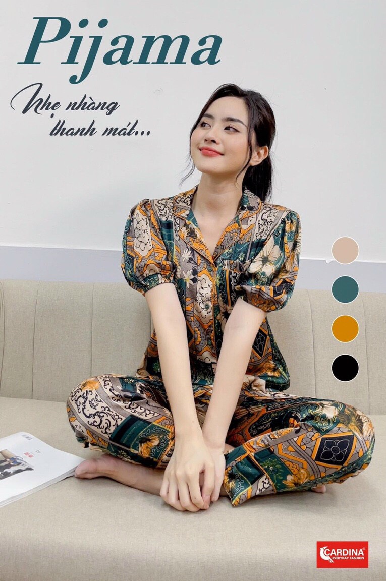 mã 2Pi03 - Pijama lụa tay phồng Cardina