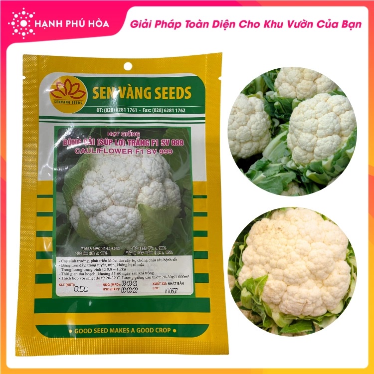 Gói 0.2gram hạt giống bông cải, súp lơ trắng f1 999 - sen vàng