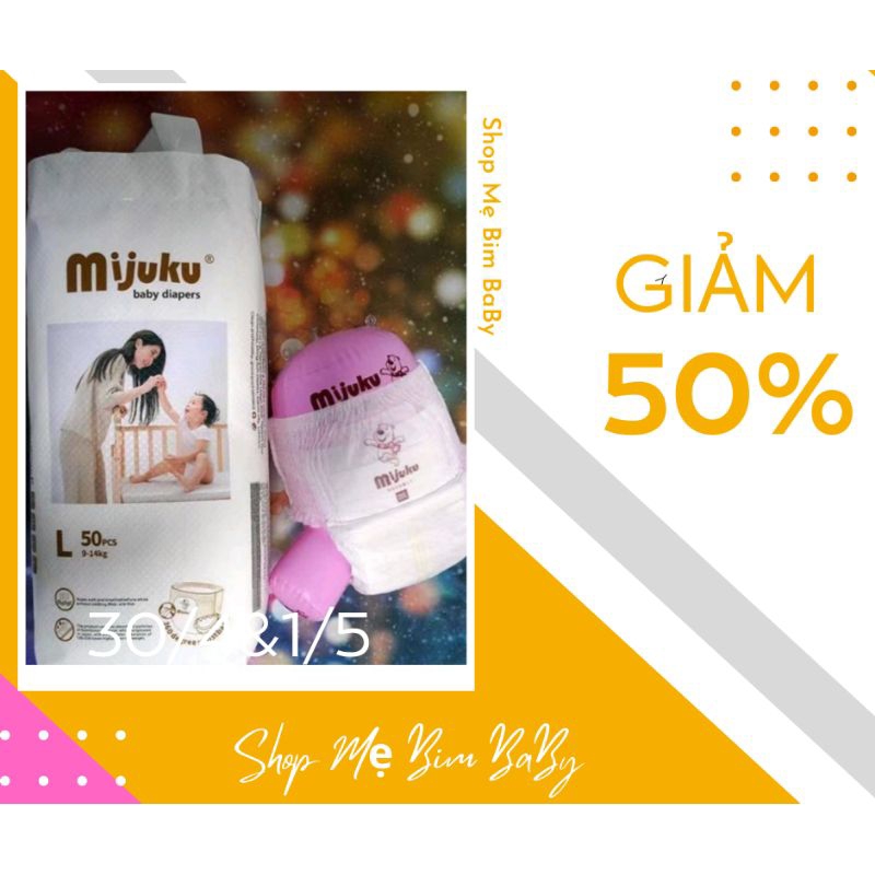 Tã quần, tã dán Mijuku 50 miếng đủ size M, L, XL, XXL, XXXL,4XL,5XL.