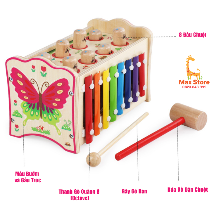 Đồ chơi Đập Chuột 8 Con Kèm Đàn 8 Thanh Xylophone