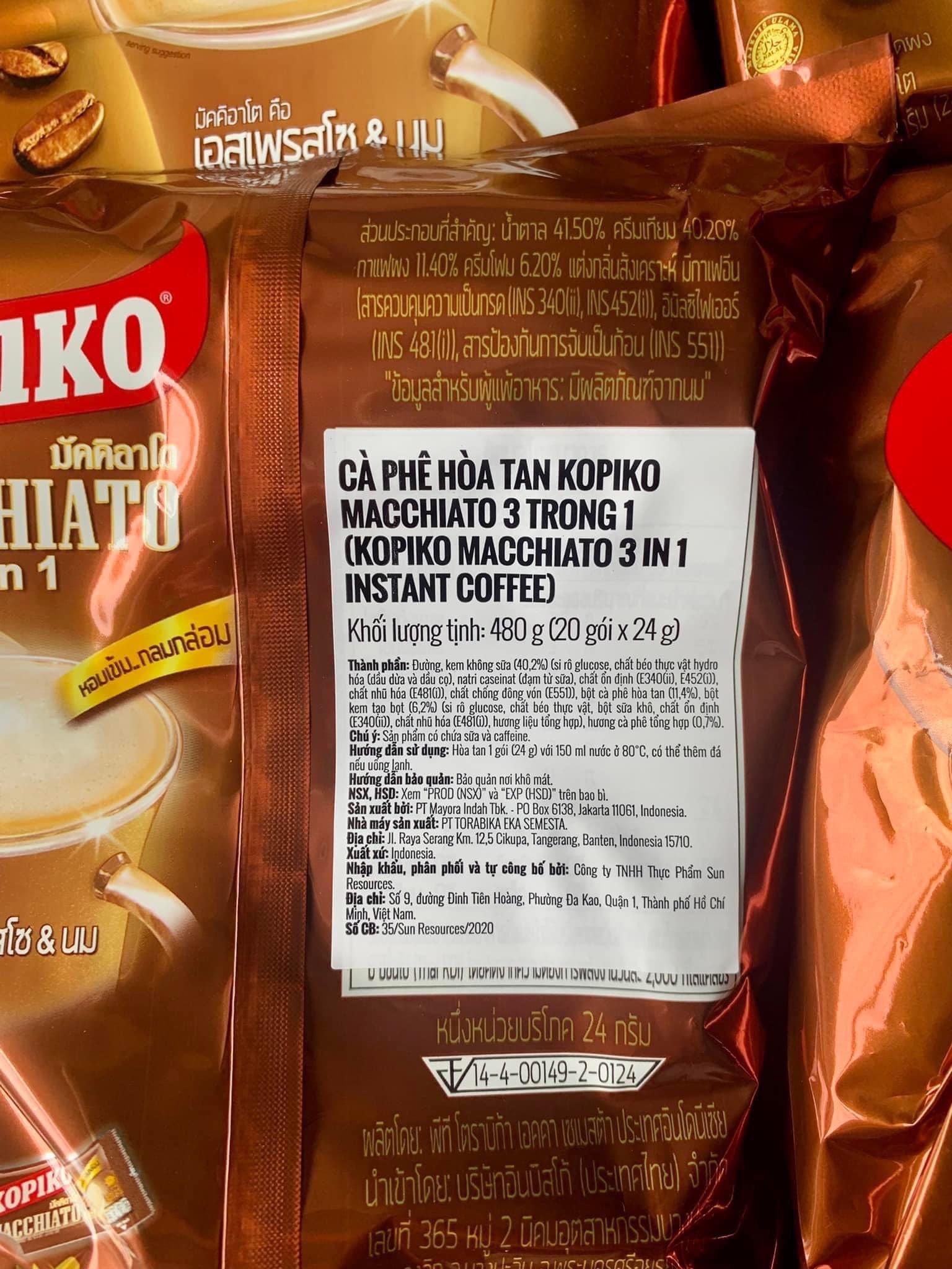 [SẴN SHOP] Cà Phê Sữa Kopiko Thái Lan Túi Lớn 480g (20 gói)