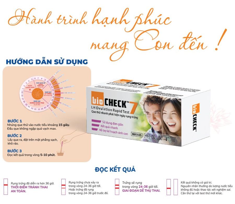Que thử rụng trứng Biocheck Test hộp 7 que