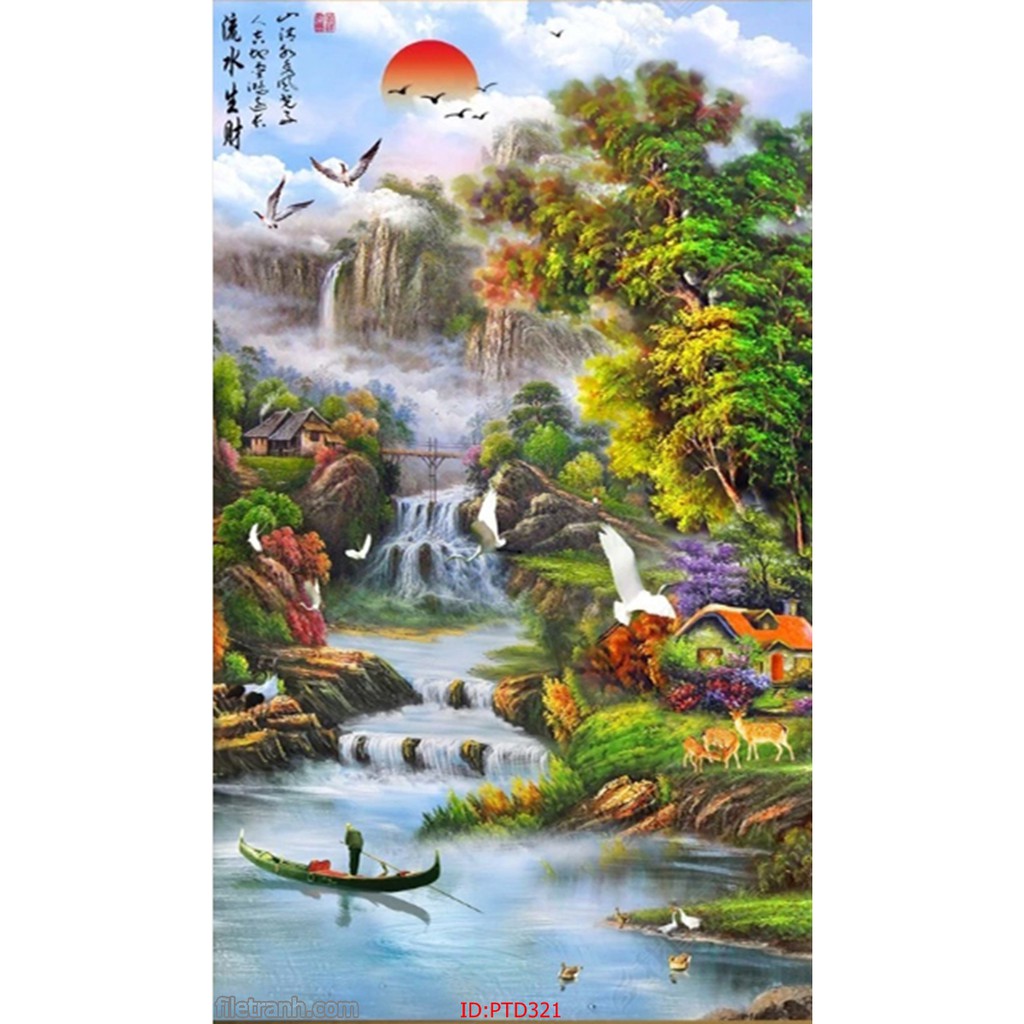 ( Rẻ vô địch ) Tranh dán tủ lạnh , cửa kính hình phong thủy