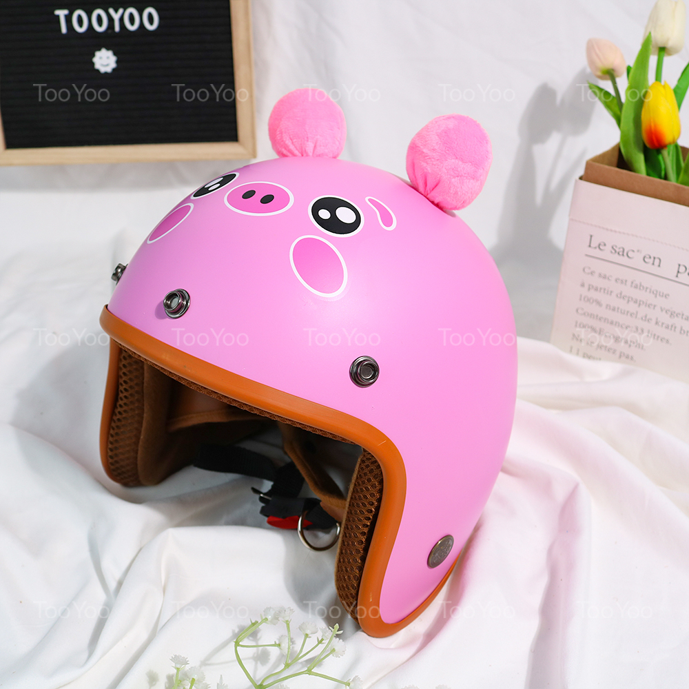 Mũ bảo hiểm 3/4 heo hồng có tai dễ thương cute tooyoo ty0210