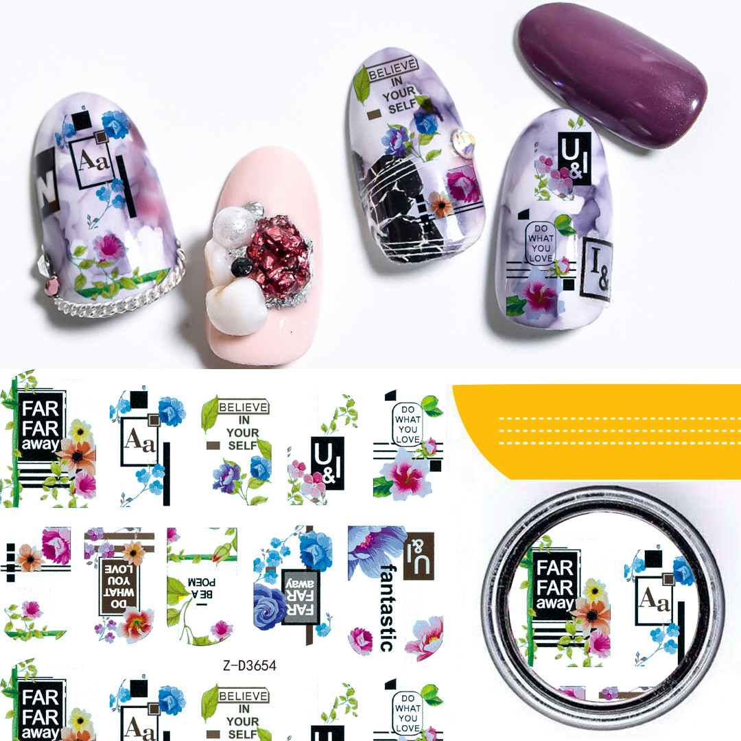 Sticker 3D | Hoa Lá Sen Đá Lông Vũ Vỏ Ốc | Hình Dán Móng Tay