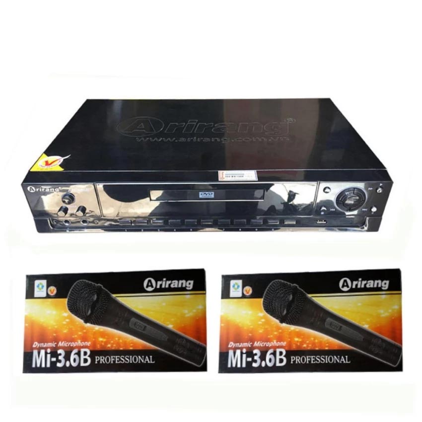 [HCM]Đầu Karaoke Arirang AR-36MI (Đen) + 2 micro Arirang 3.6C
