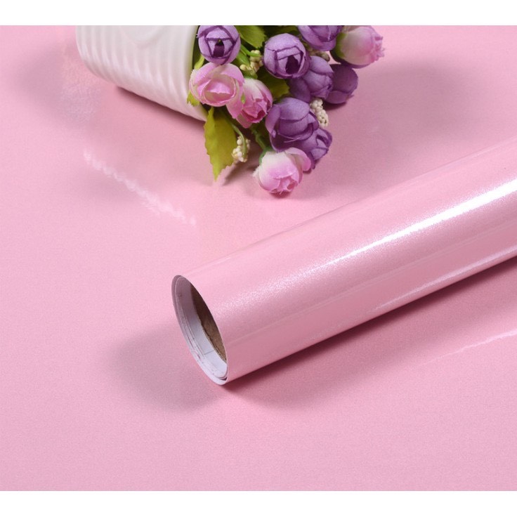 5 Mét Decal Giấy Dán Tường Khổ 60cm Có Sẵn Keo - mặt bóng màu hồng