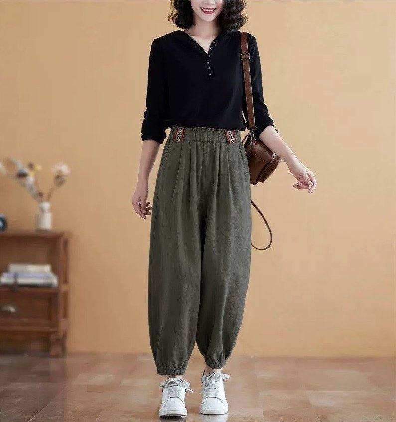 Quần Jogger Nữ LAMODE Ống Rộng Cạp Chun QBB