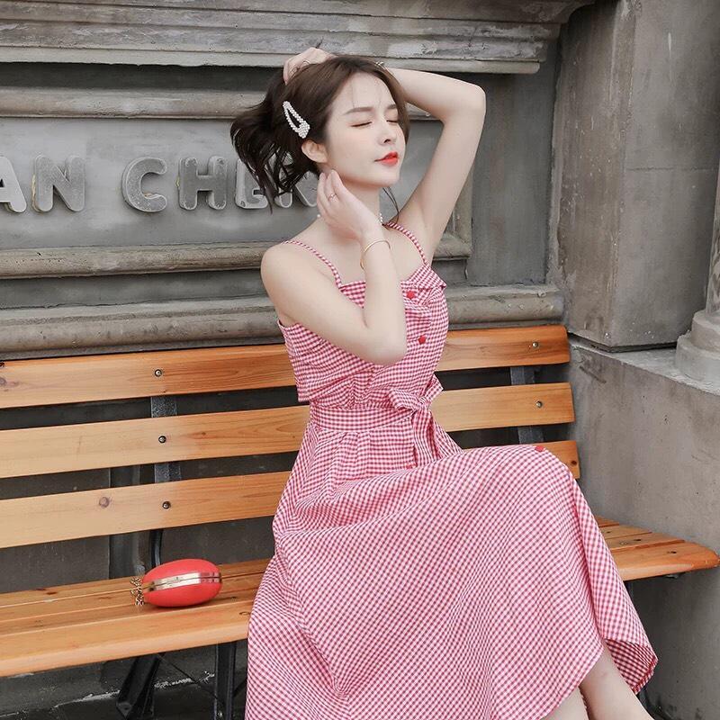 ĐẦM 2 DÂY CARO DỊU DÀNG NỮ TÍNH