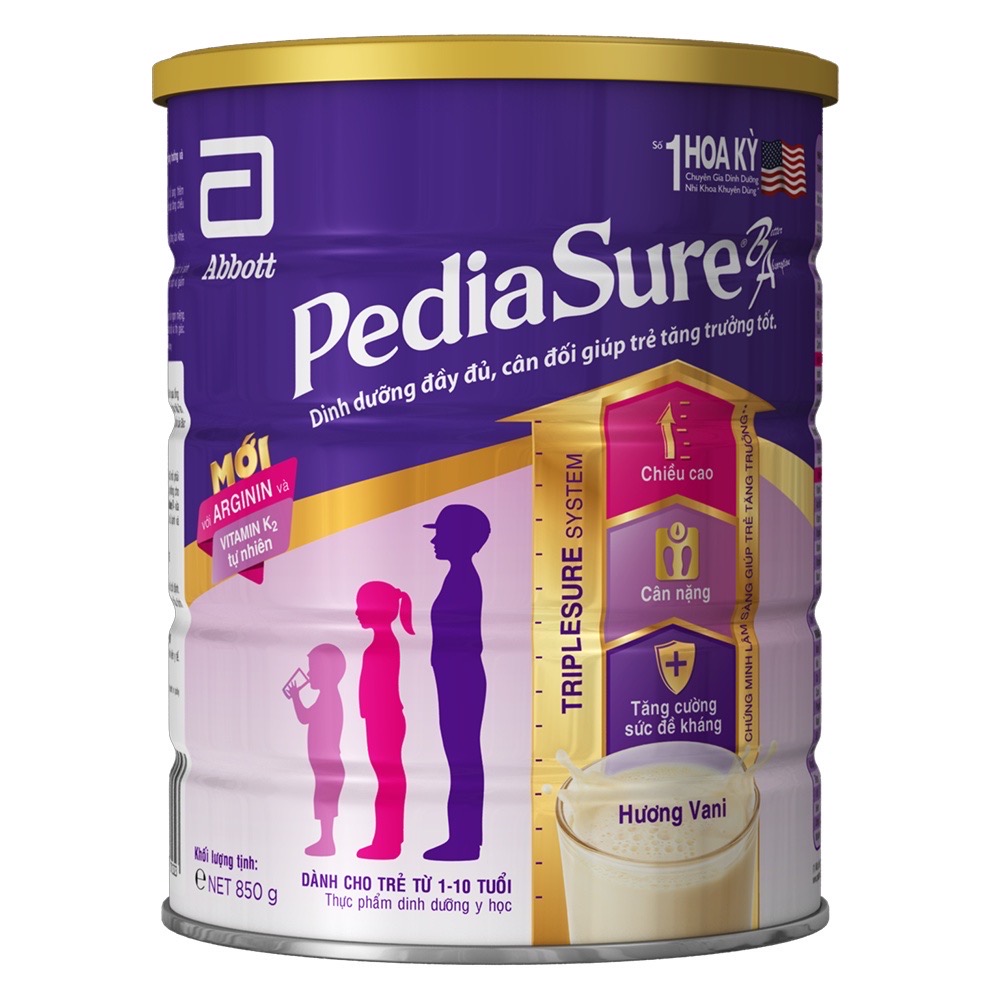 (Com bo 2 non)Sữa bột Pediasure 850g hương vani