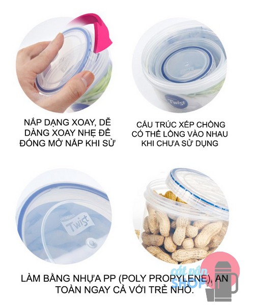 Hộp bảo quản Lock&Lock Twist 150ml-1.9L (LLS111, LLS113, LLS121, LLS122, LLS123, LLS131, LLS132, LLS133, LLS141, LLS143)