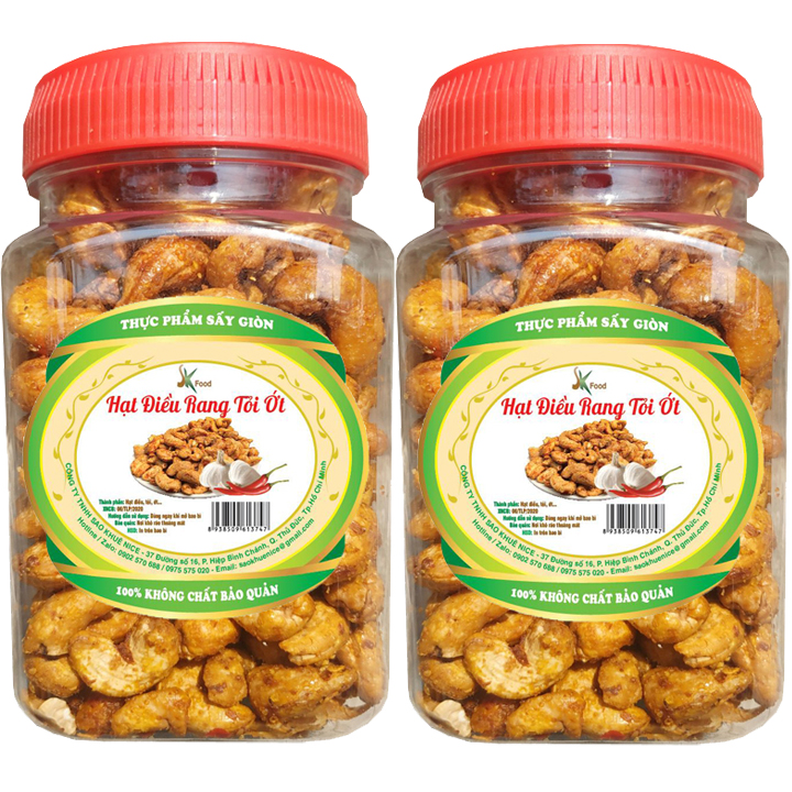 COMBO 2 HŨ HẠT ĐIỀU NGUYÊN RANG TỎI ỚT HIỆU SK FOOD - MỖI HŨ 250G