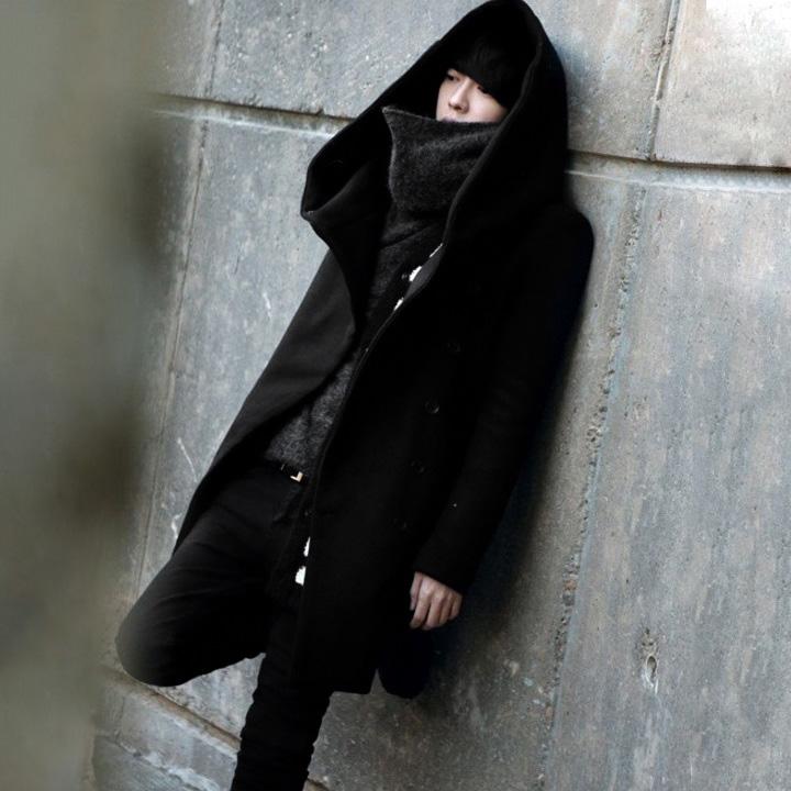 Áo dạ dáng dài có mũ nam - Áo khoác dạ dáng dài có mũ nam