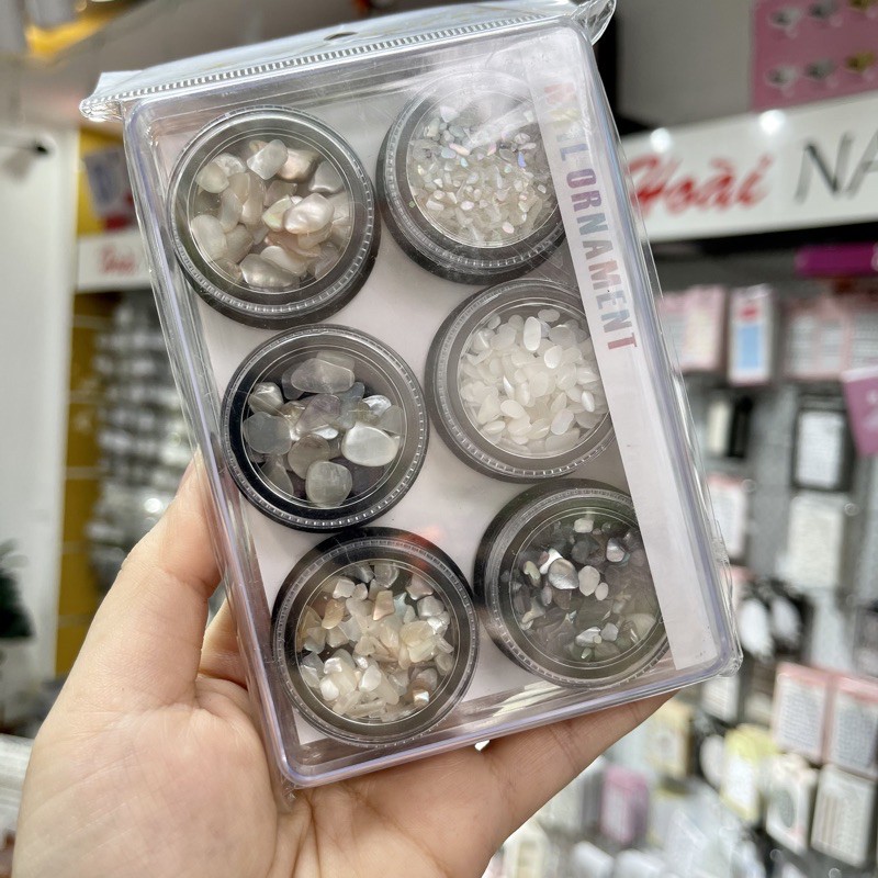 set sỏi 6 mẫu phụ kiện nail