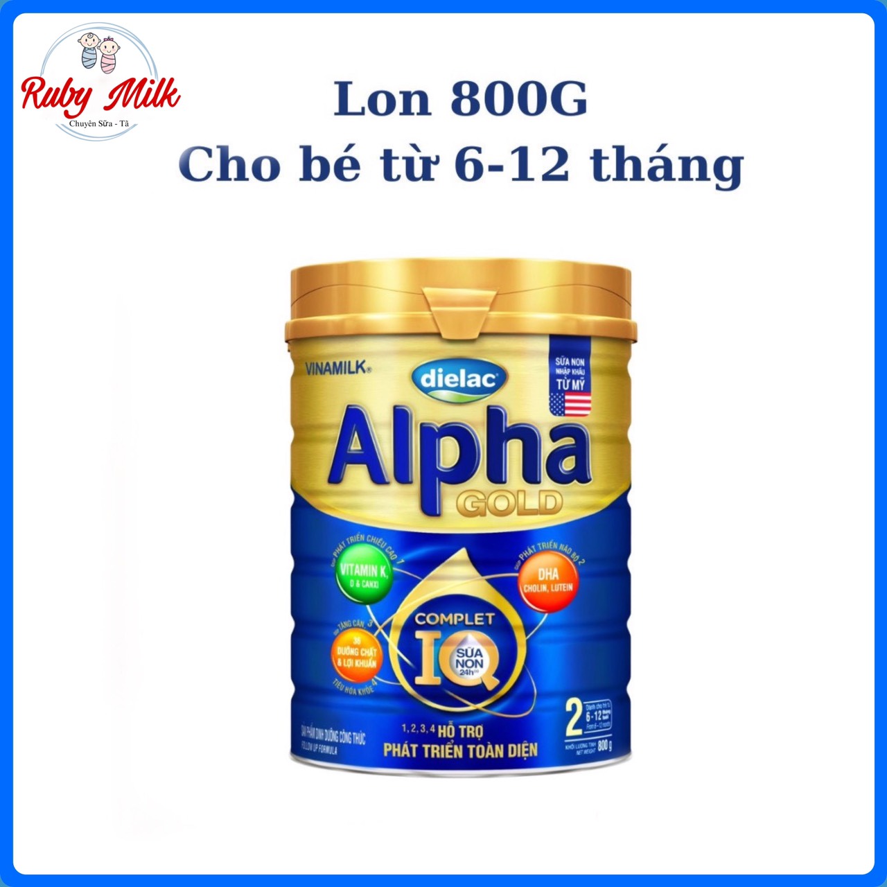 Dielac Alpha Gold 2 Powdered Milk - 850g Can (for Children from 6 - 12 Months Old)