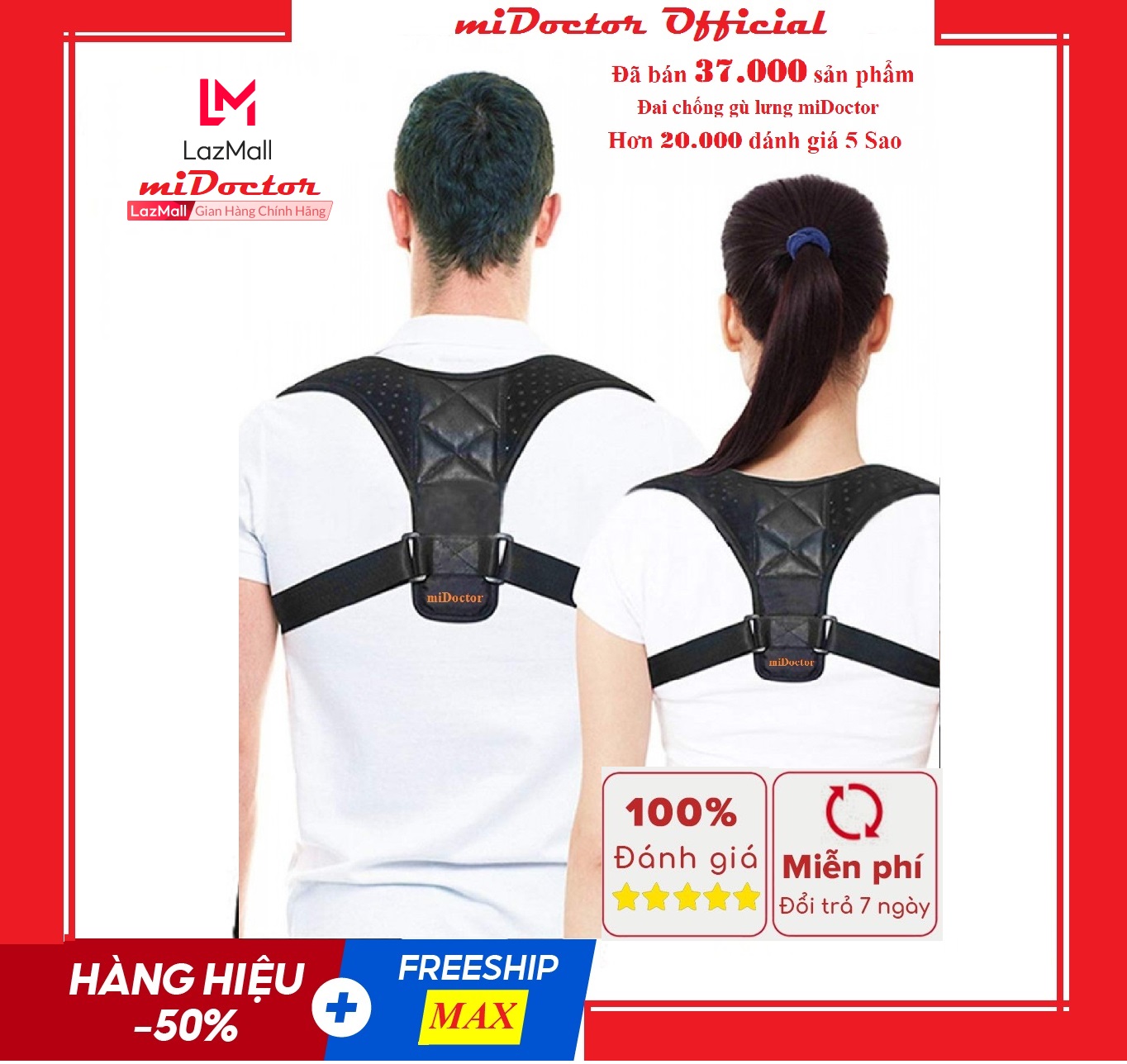 Đai Chống Gù Lưng Cho Người Lớn Nam Nữ Thiết Kế Đặc Biệt, Đai Định Hình Cột Sống, Chỉnh Tư Thế Lưng Cao Cấp - Phù Hợp Với Mọi Độ Tuổi - Chữa Hiệu Quả Chứng Gù Lưng, Lưng Tôm,  Chất Liệu Mềm Mại, Nhãn Hiệu Midoctor