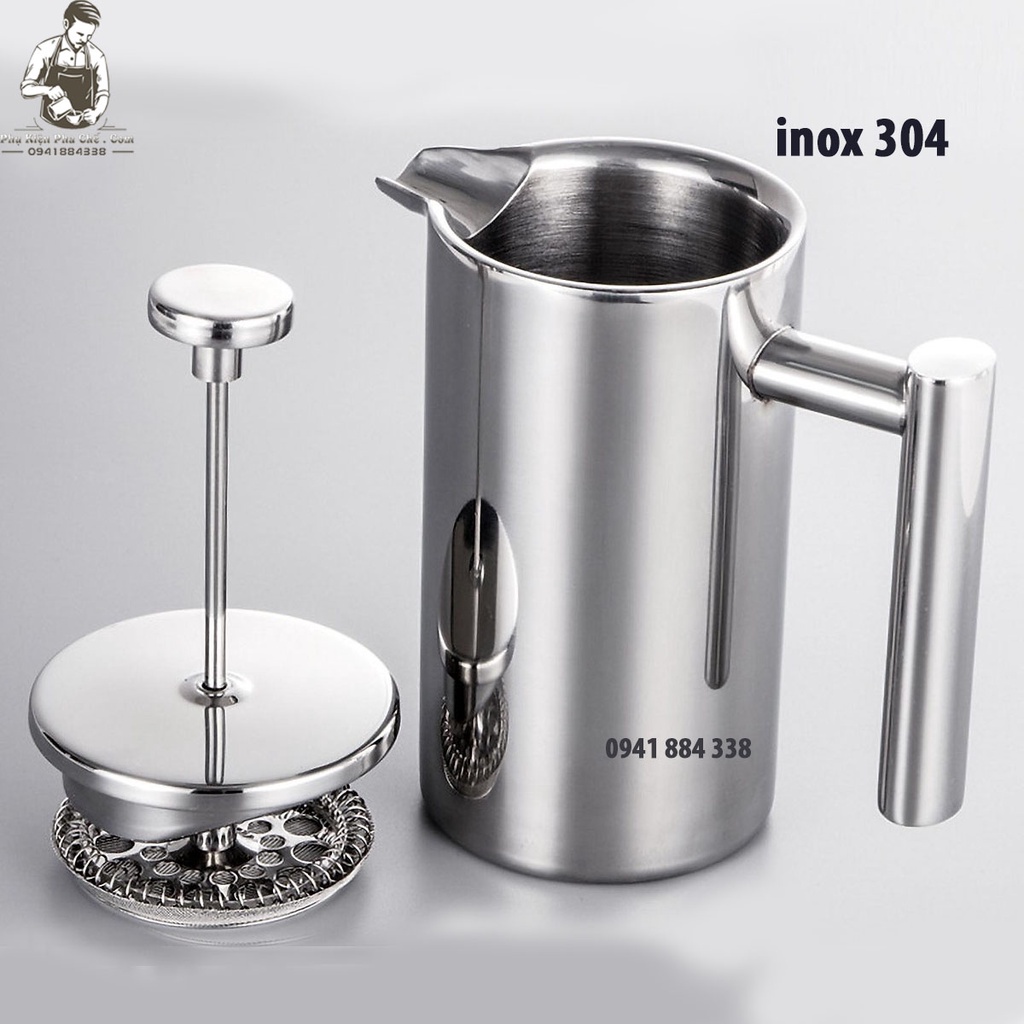 Bình pha cafe kiểu pháp french press inox 304 2 lớp