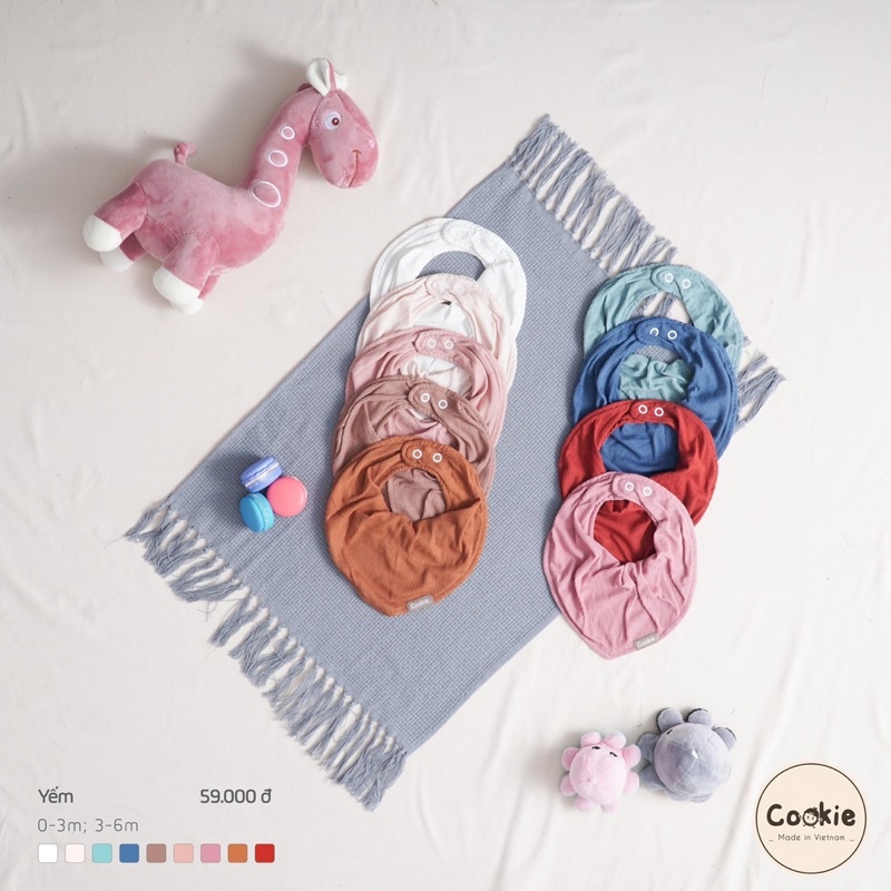 Yếm cho bé sơ sinh 0-6 tháng- Cookie (8 màu)