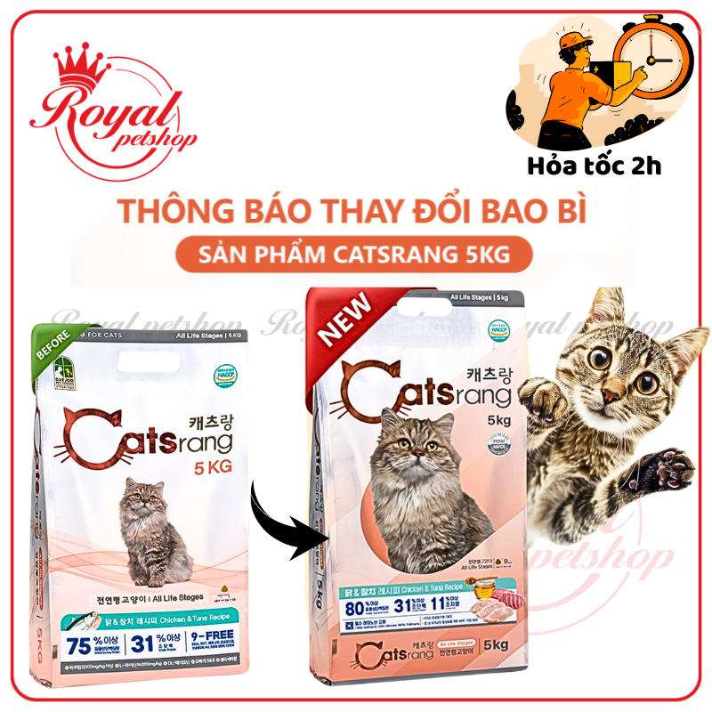 [ DATE MỚI / HOẢ TỐC + quà tặng ] [5kg ] Catsrang - Thức ăn hạt cho mèo mọi lứa tuổi 5KG nhập khẩu Hàn Quốc