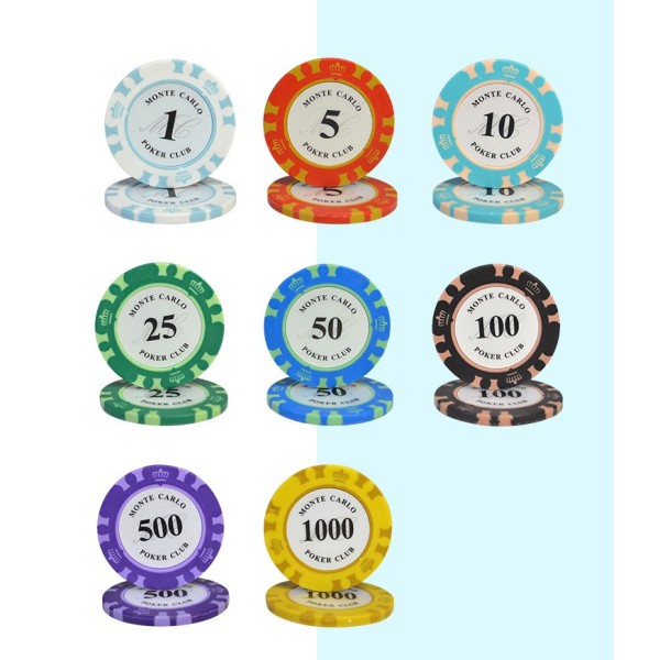 Bộ 10 chíp/phỉnh Poker Monte Carlo cao cấp