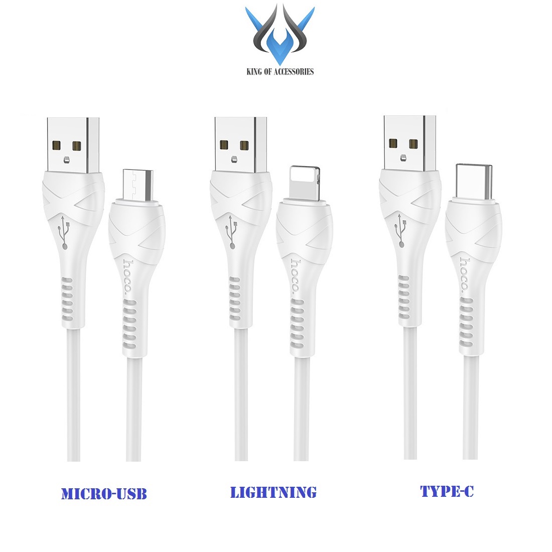 Cáp sạc và truyền dữ liệu Hoco X37 Cool power dài 1M (Trắng) - 3 cổng sạc tùy chọn (Micro-USB / Lightning / Type-C) - Hãng phân phối chính thức - Nhất Tín Computer