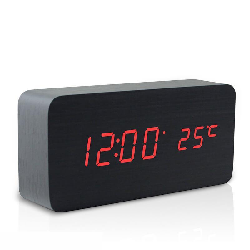 Đồng hồ ĐỂ BÀN LED CAO CẤP (TẶNG  DÂY CÁP) ĐỒNG HỒ để bàn điện tử DH003-GỖ ĐEN