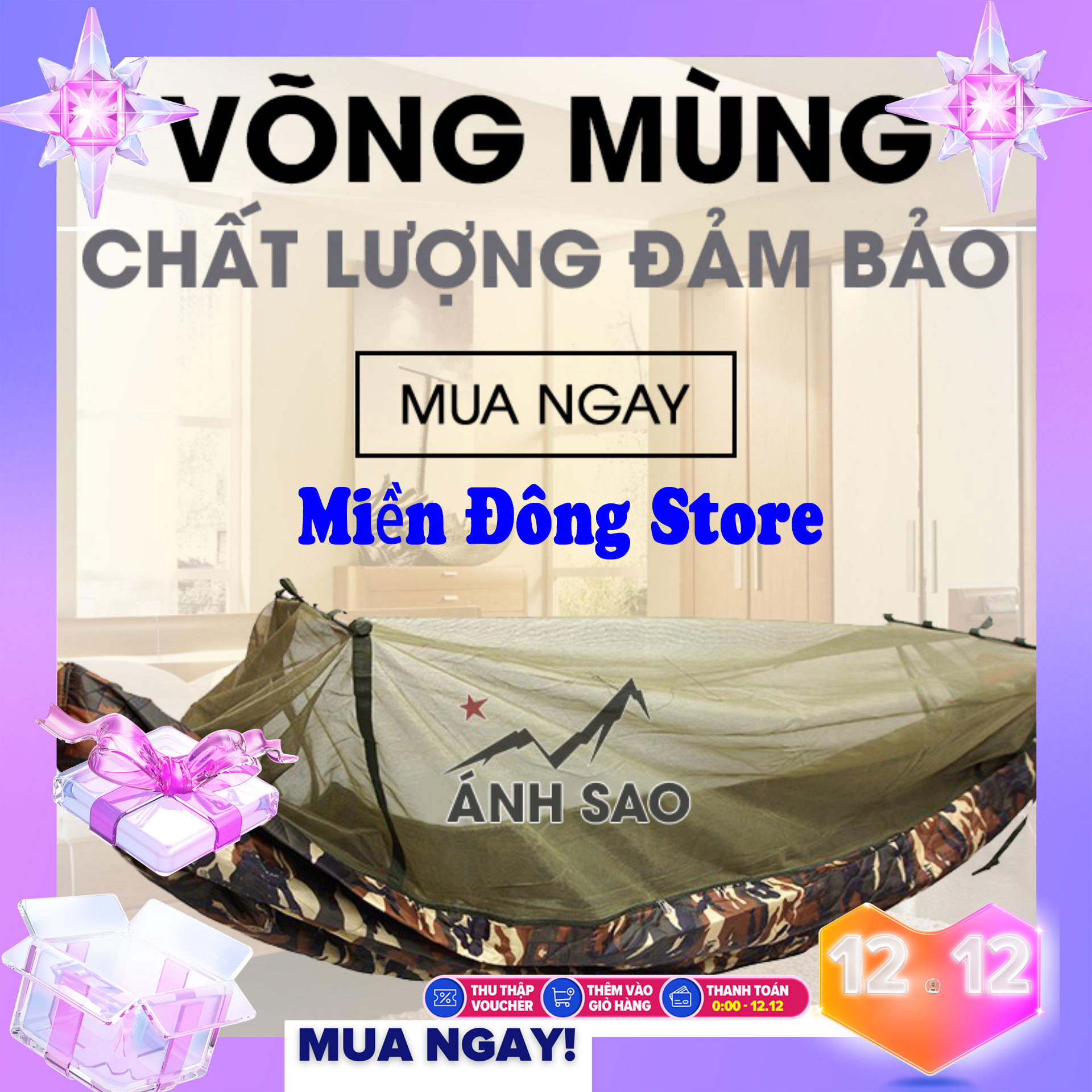 Võng Mùng Quân Đội Gấp Gọn Chính Hãng Màu Rằn Ri Du Lich 3 Lớp Đa Năng Chống Muỗi Côn Trùng, Vải Dù Cao Cấp Tặng Kèm Dây Buộc Dù - Hàng Quân Nhu Loại 1