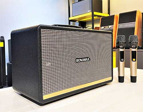 Tặng kèm 2 mic chinh hang loa kéo mini ronamax h88 loa keo bass 25cm,loa kéo,loa xách tay karaoke,loa bluetooth karaoke,loa karaoke di động nanomax k-888.công suất lớn bass 25cm tặng kèm 2 micro không dây. bảo hành 12 tháng.