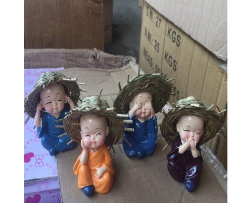 Bộ tượng phật 5 chú tiểu đội nón rơm dễ thương