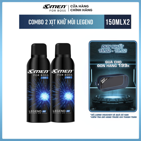 Combo 2 chai xịt khử mùi X-men For Boss 150ml - Legend cao cấp