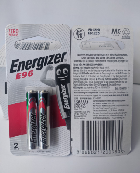 Pin AAAA Energizer Alkaline E96 1.5V (vỉ 2 viên) - Hàng chính hãng