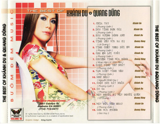The Best Of Khánh Du - Quang Dũng (Bướm Đêm CD065)