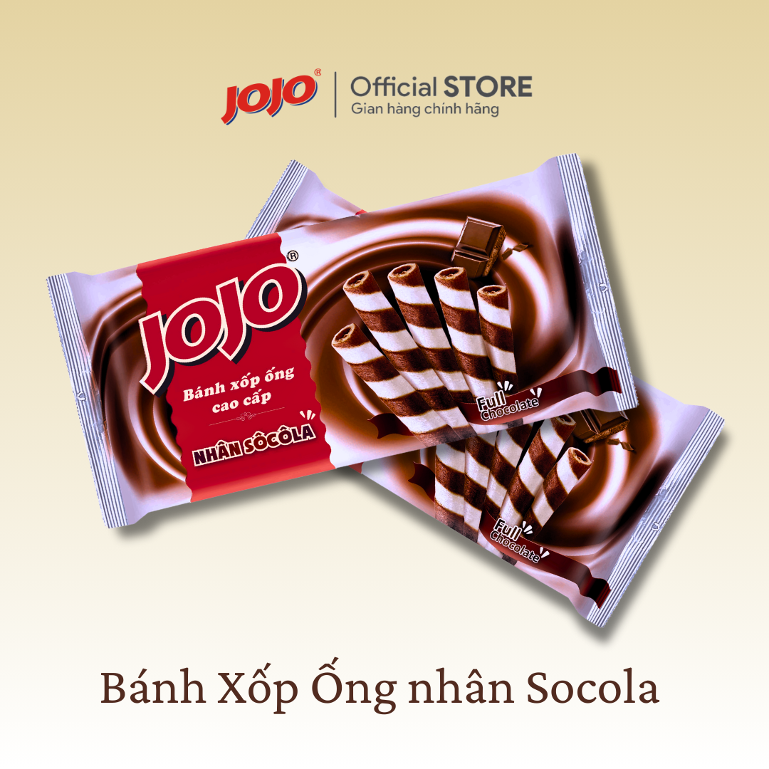 Bánh Xốp Ống JOJO Nhân Kem Sôcôla 115G (Tặng Đậu 30g)