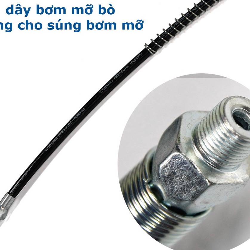 Ống dây bơm mỡ bò mềm, dây bơm áp lực cao hàng xịn, vòi bơm mỡ mềm