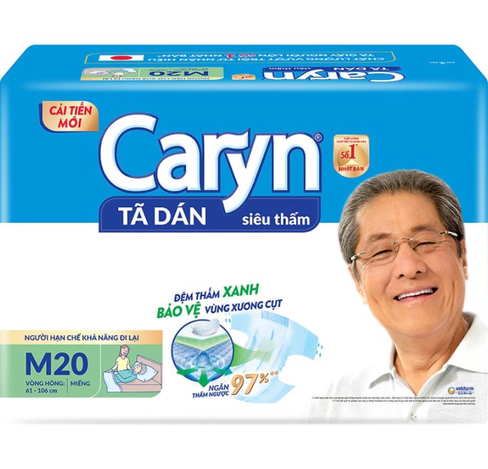FREESHIP [Tặng 2 miếng] Tã Dán Siêu Thấm Caryn Gói Siêu Lớn M20/L20/XL20