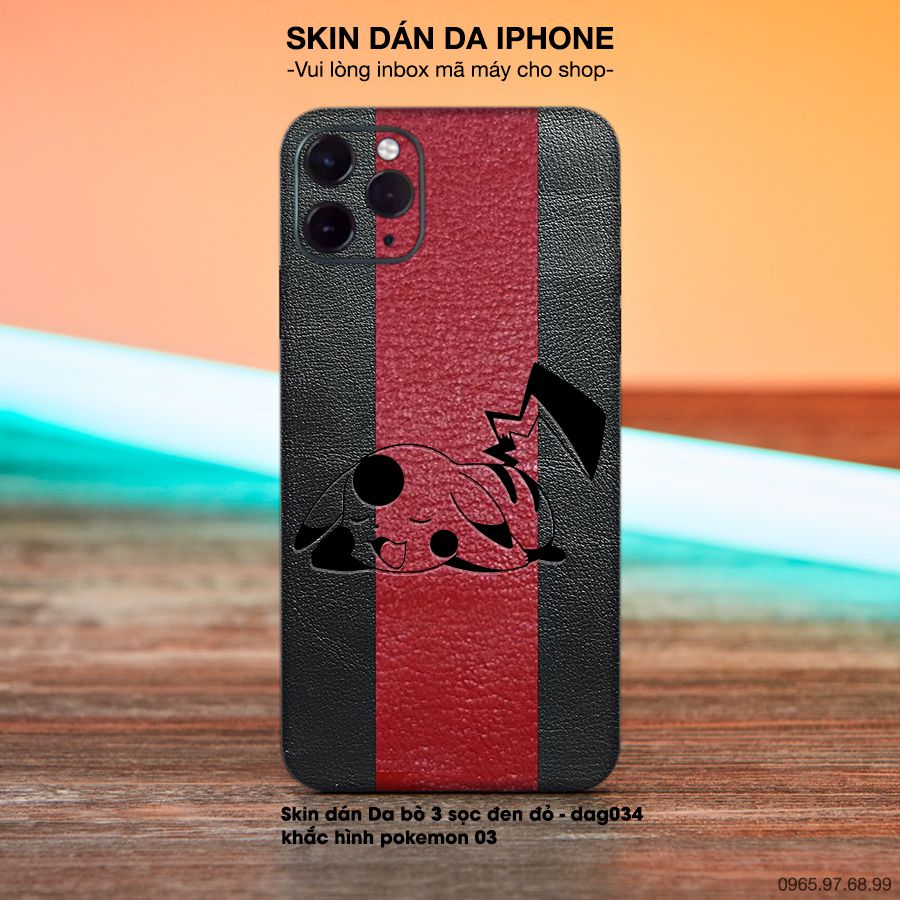 Miếng dán da khắc hình pokemon cho iPhone (inbox mã máy cho shop)