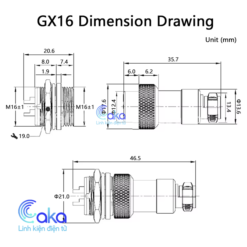 Bộ Jack GX16 2P/3P/4P/5P/6P (đực+cái)