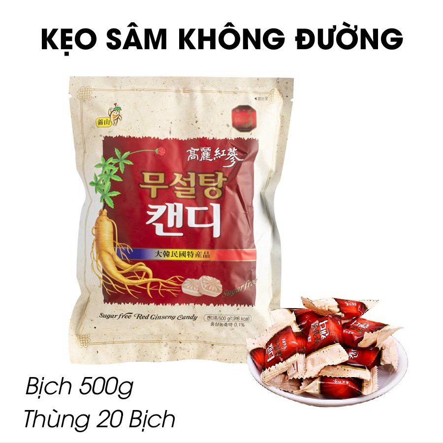 [COMBO 3 GÓI] KẸO SÂM KHÔNG ĐƯỜNG HÀN QUỐC- BỊCH 500G
