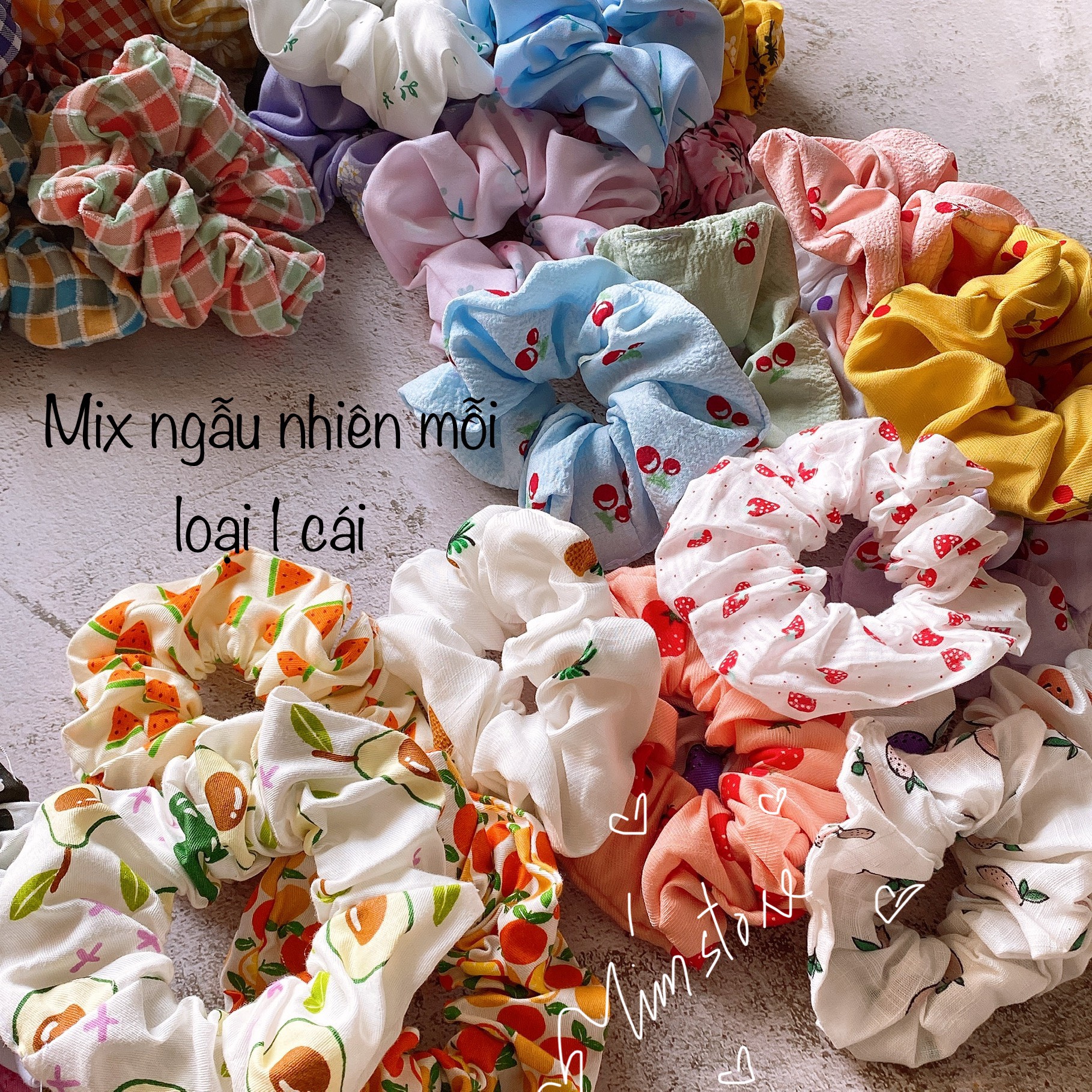 {Ảnh thật} SET MIX 5-10 SCRUNCHIES VẢI ĐẸP,  ĐỦ KIỂU, CỘT TÓC VẢI ĐEO TAY THỜI TRANG NỮ