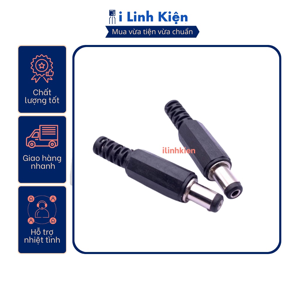 Jack nguồn dc đực 5.5x2.1mm loại tốt