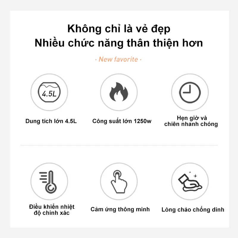[Bảo hành 12 tháng] Nồi chiên không dầu điện tử 4,5L