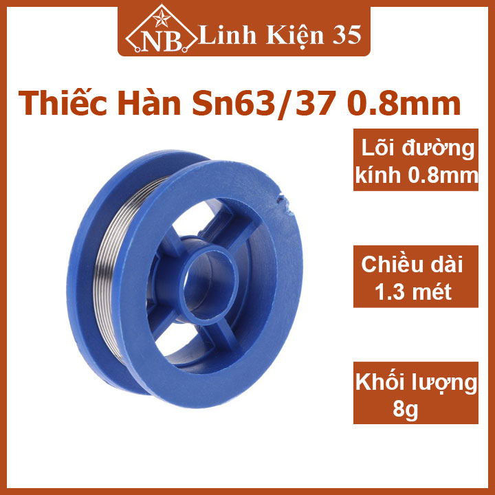 Thiếc hàn sn63/37 63% đường kính 0.8mm cuộn 1.3 mét hàn mạch điện tử giá tốt