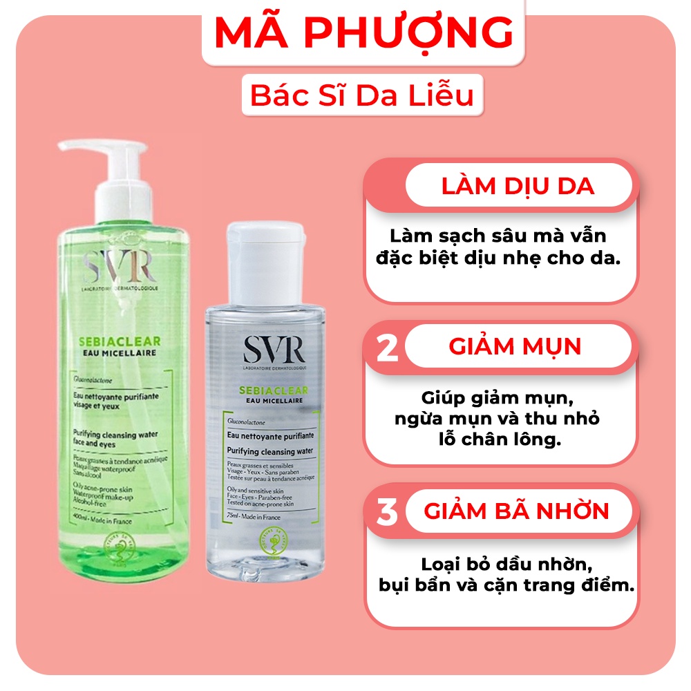 Tẩy trang da dầu mụn SVR Sebiaclear Eau Micellaire