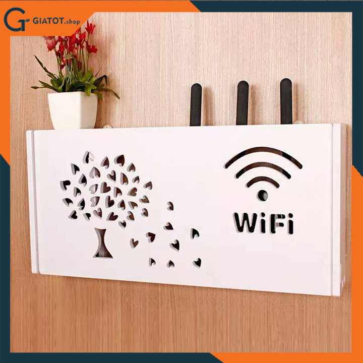 Kệ wifi treo tường chữ nhật hình cây lá trái tim