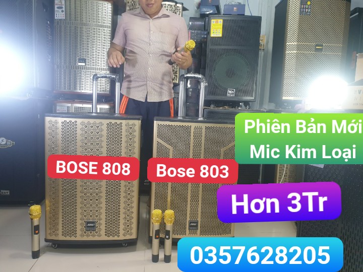 [HCM]Loa Kéo Di Động Bh 808 Thùng Gỗ Bass 40cm Bass TrunG treble 2 Mic UHF set Tần Số