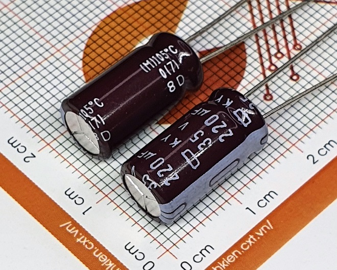 Tụ hóa 220uf 35v 8x16mm p3.5mm