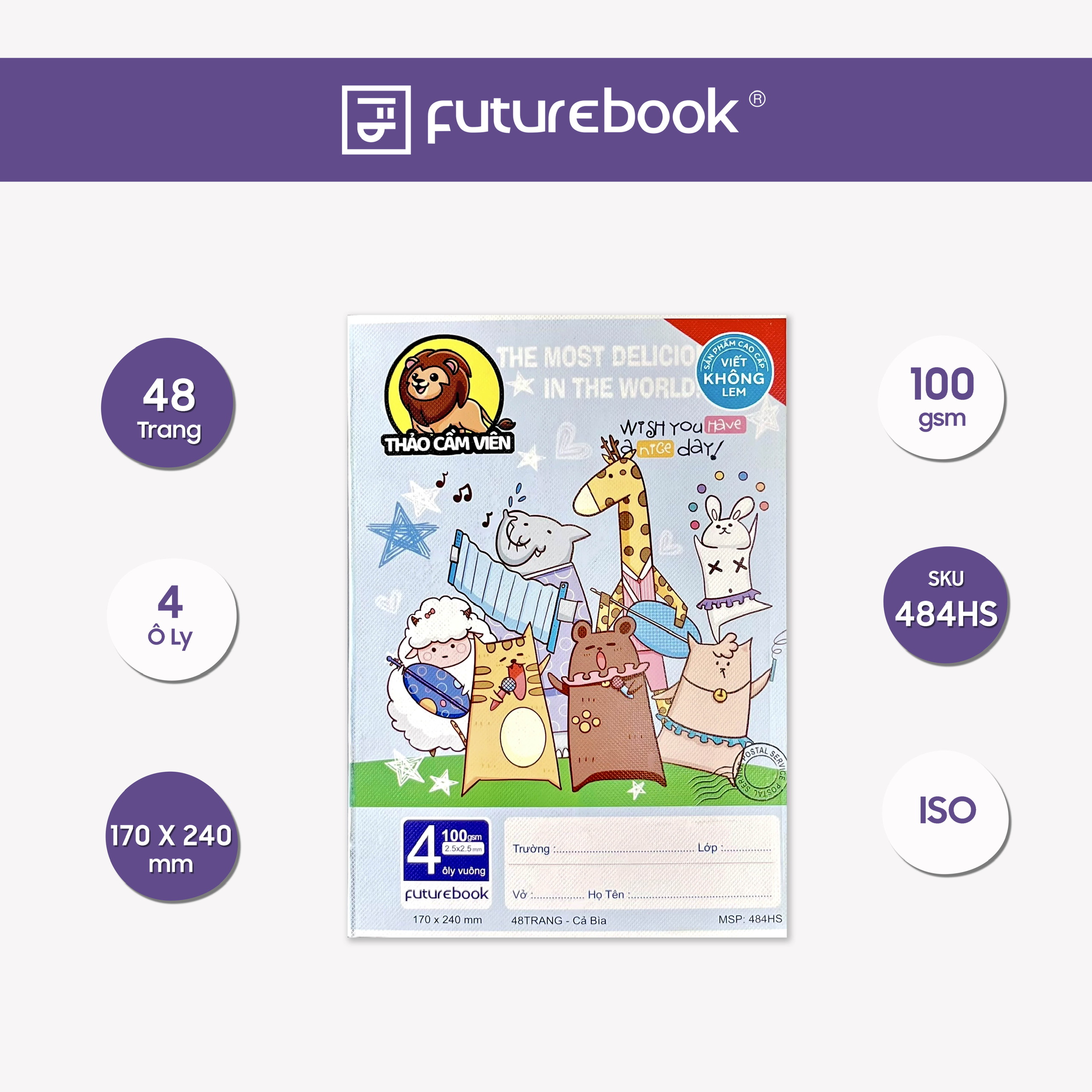 Thao cam vien highschool 2.5x2.5mm cross-section notebook. planner office school supplies. futurebook stationery.