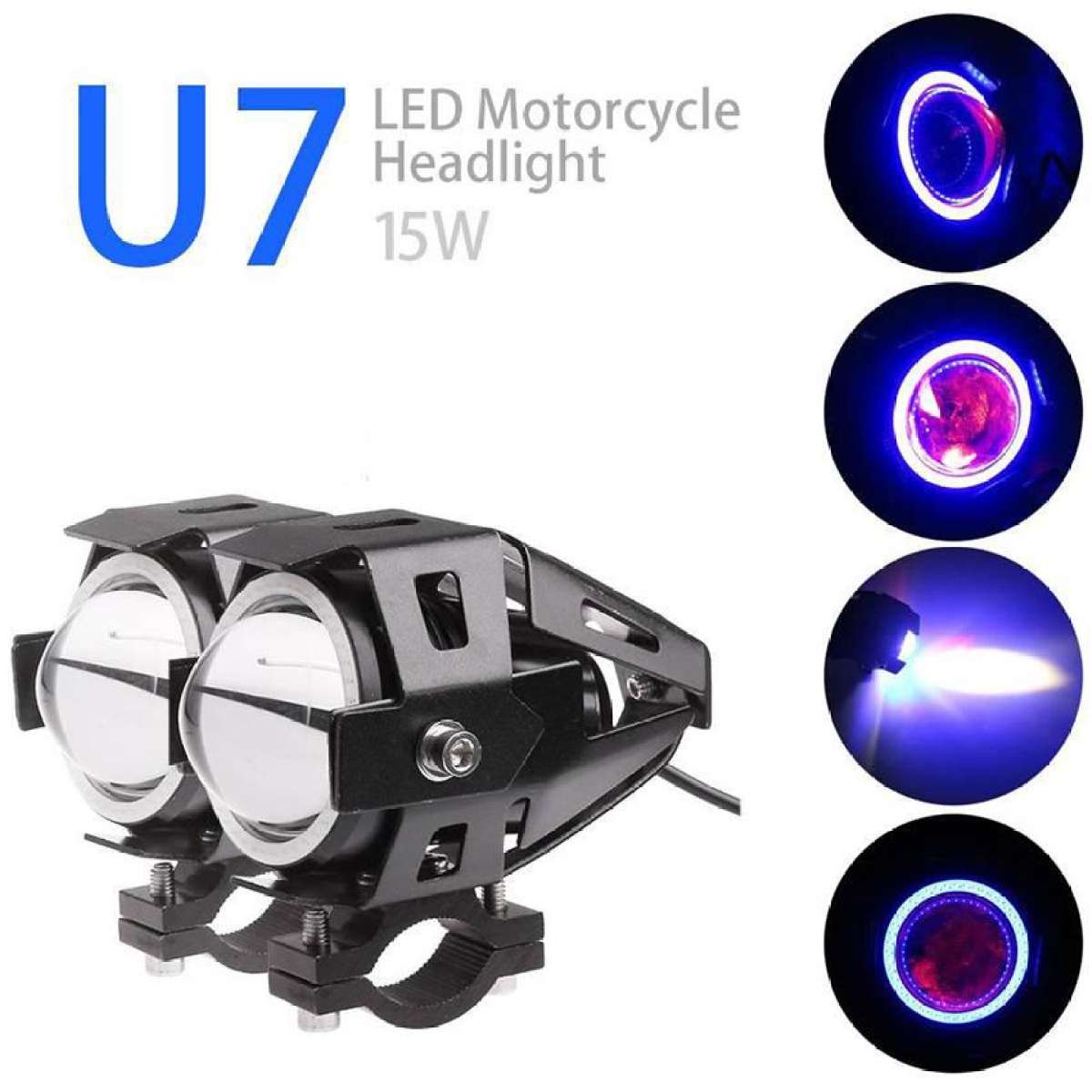 Đèn trợ sáng , Đèn Pha Led trợ sáng U7 Bi Cầu Viền - Cường độ ánh sáng lớn, siêu tiết kiệm điện, công nghệ Led Cree.Đèn Pha Đèn Led U7 Angel Eyes Trợ Sáng Gắn Cho Ôtô Xe Máy Kiểu Dáng Cao Cấp