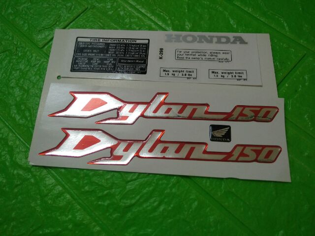 Bộ tem nổi Honda Dylan màu bạc đỏ hàng nhập Thái Lan