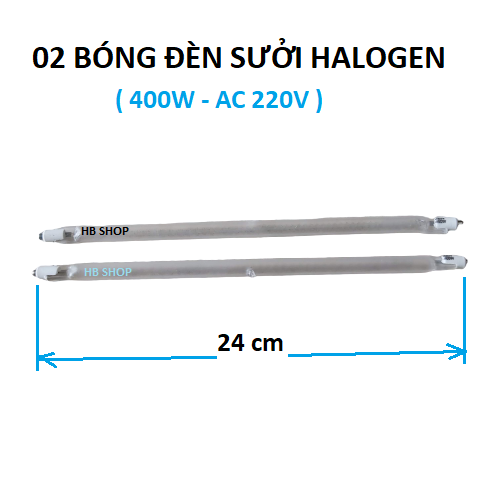 02 bóng đèn sưởi halogen 300W-400W AC220V loại không dây